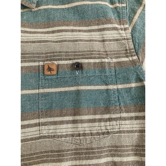 HippyTree Shirt Men’s M Green Gray Stripe Short Sleeve Outdoors Casual Gorpcore - Picture 4 of 8